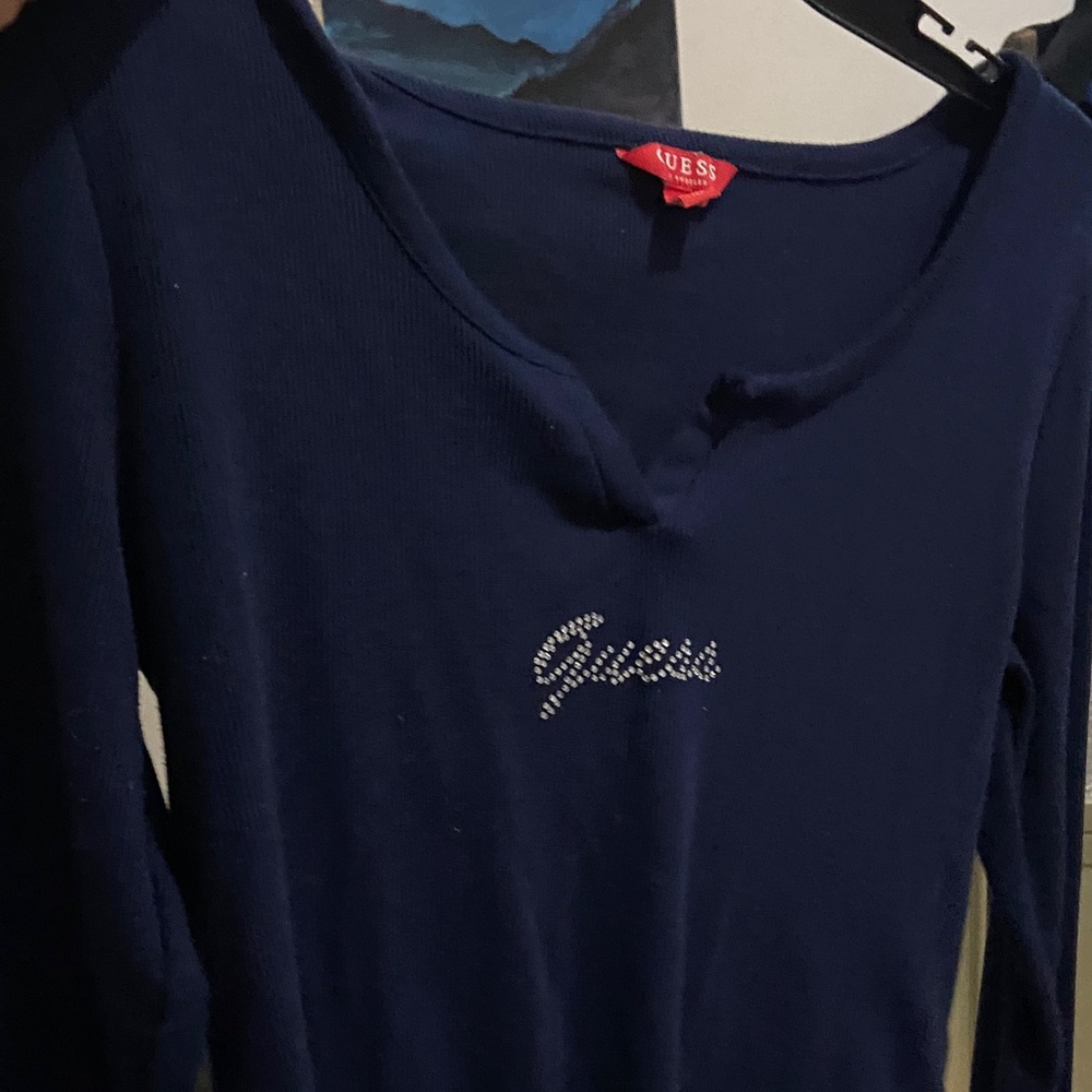 Guess Women's Dark Blue Long Sleeve Top